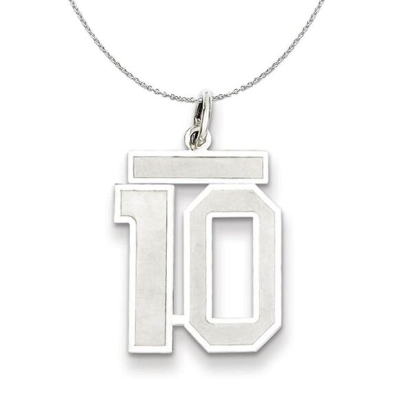 Sterling Silver, Jersey Collection, Medium Number 10 Necklace - 24 In - Picture 1 of 8